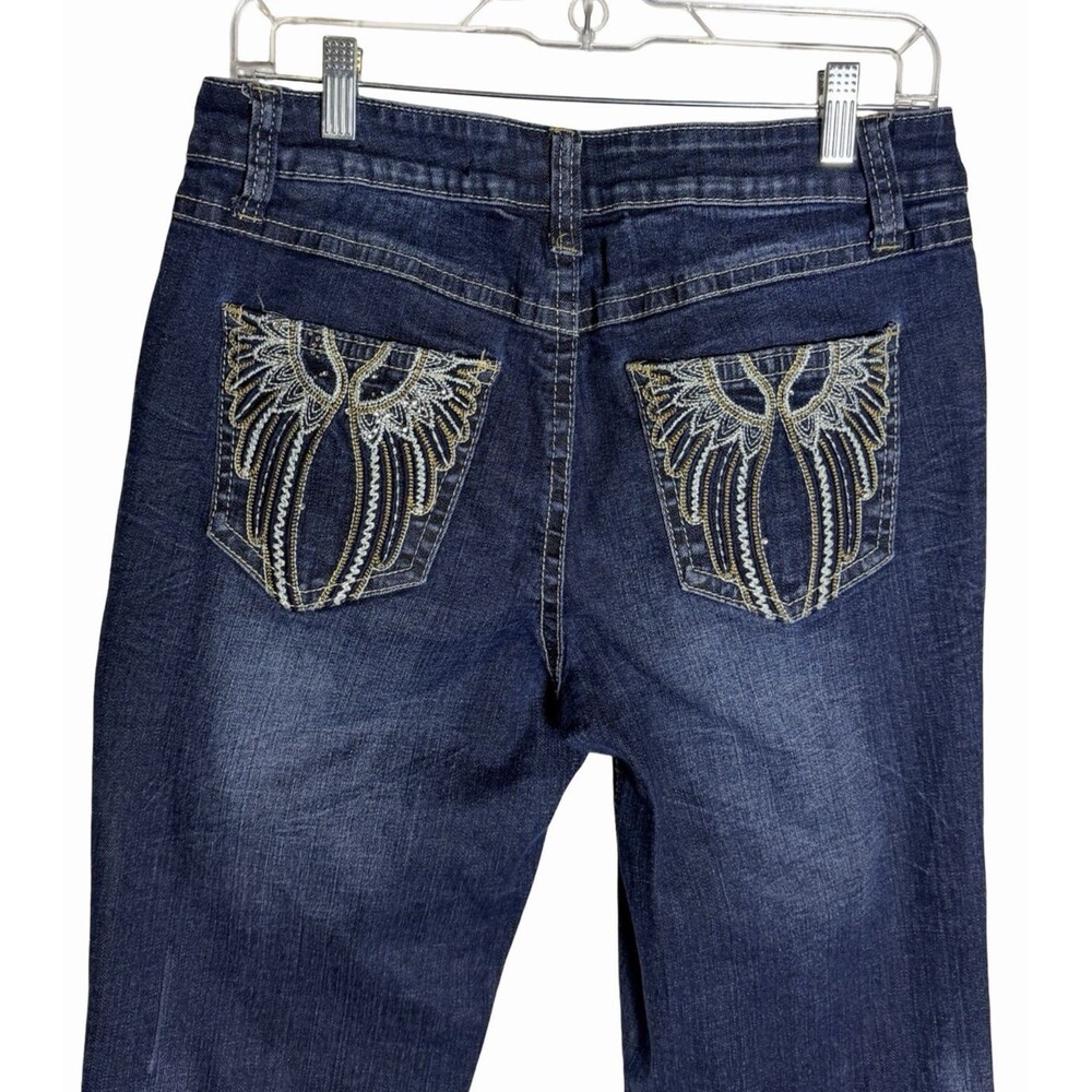 Cato Jeans Womens 10 Angel Wing Pockets Dark Wash Mid Rise Stretch Straight Leg